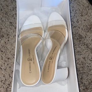 White open toe heel